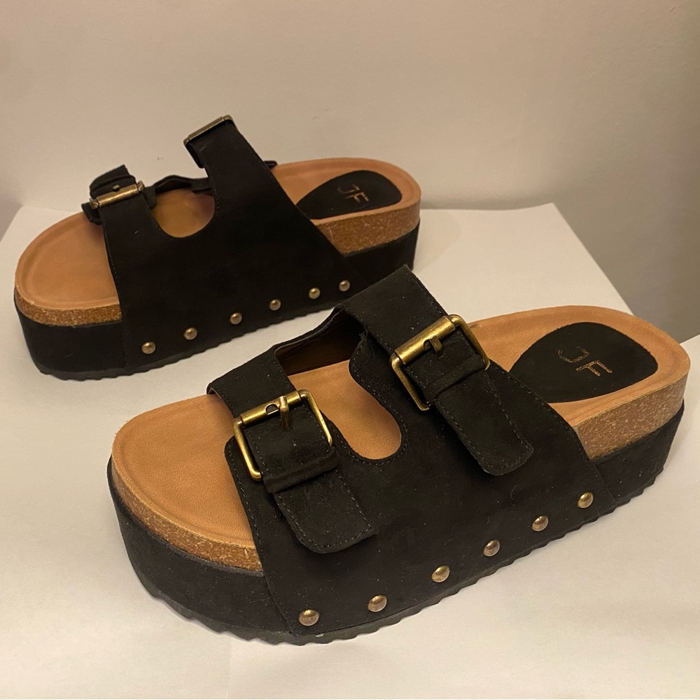 Justfab Abbie Platform Slide Sandal Black 8